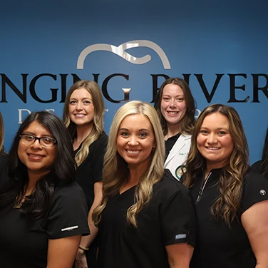 Dr. Connell and a patient at Singing River Dentistry in Russellville.